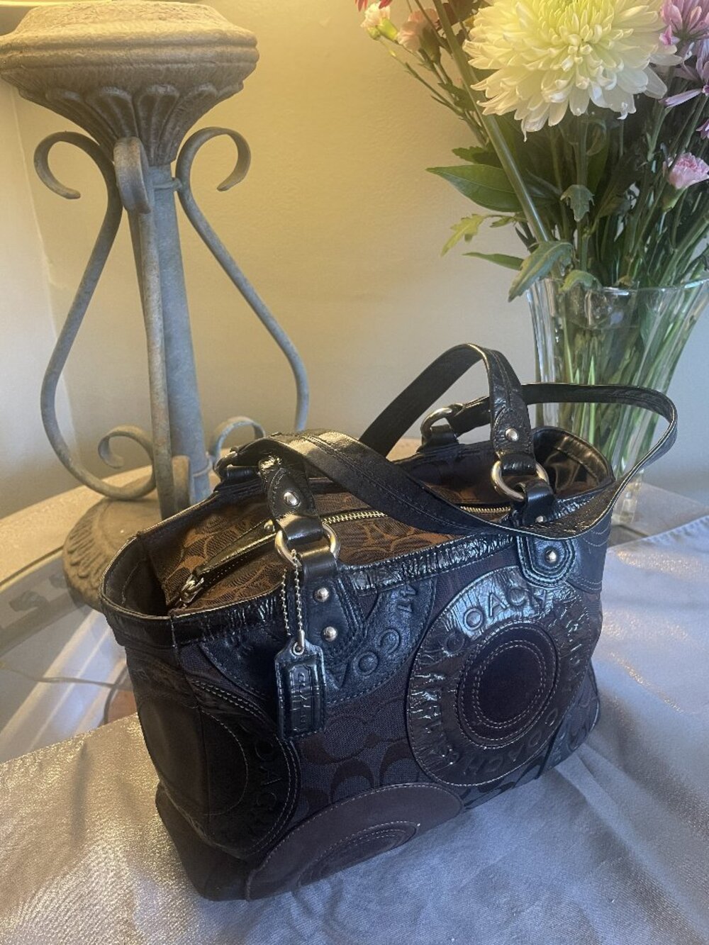 VINTAGE Coach Mosaic Patchwork East West Tote